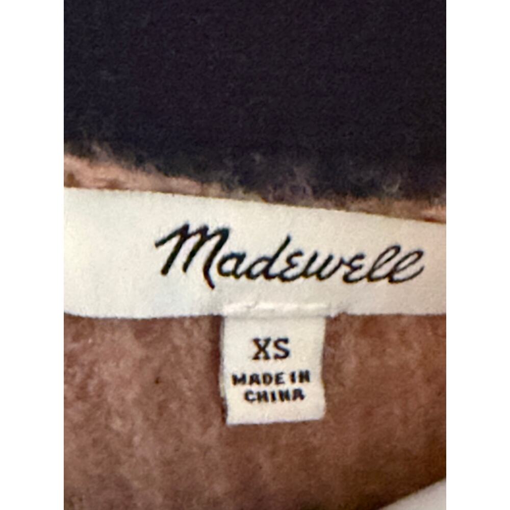 Madewell Striped Merino Wool Sweater XS Navy Blush Button Shoulder - Picture 2 of 6